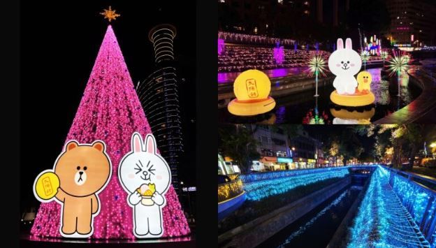 2023台中耶誕嘉年華主角是LINE FRIENDS！16公尺粉紅聖誕樹會轉動，熊大兔兔漂浮河面超可愛