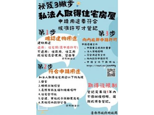 臺南市強化房市管理，嚴格規範私法人購買高價住宅作為宿舍用途