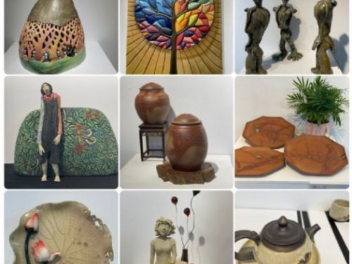 高雄市政府客委會與美濃吉東國小舉辦「陶緣結藝聯展」，7位藝術家展示57件珍貴陶藝作品